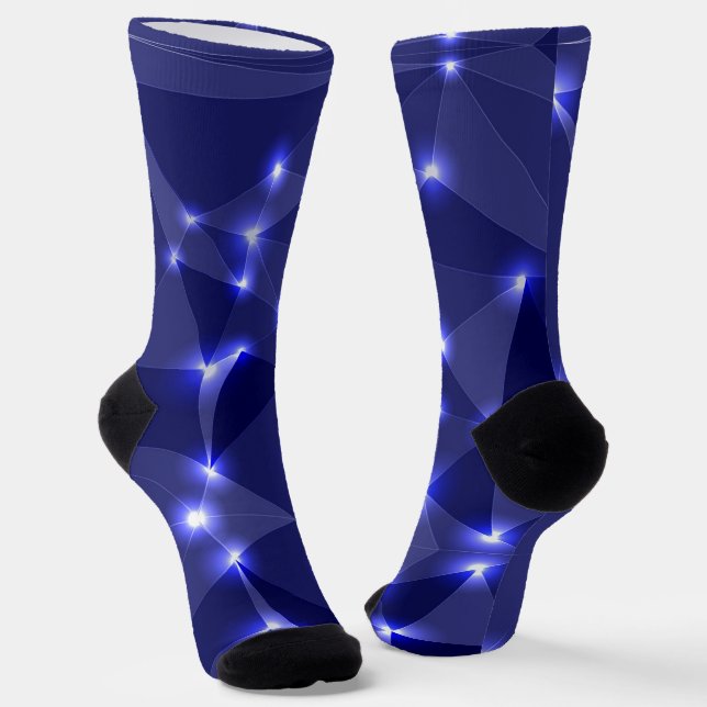 Dunkelblaue Socken mit geometrischem Muster und sc (Gewinkelt)