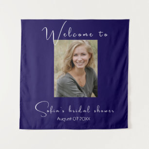 Dunkelblaue Sonnenblumen-Wasserfarbfoto-Brautparty Wandteppich