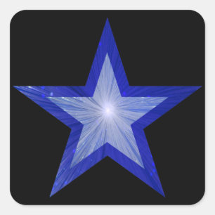 Dunkelblaue Sterne-Aufkleber schwarz Quadratischer Aufkleber