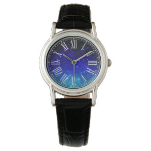 Dunkelblaue Sterne Galaxie Gradient Dämmerung Armbanduhr
