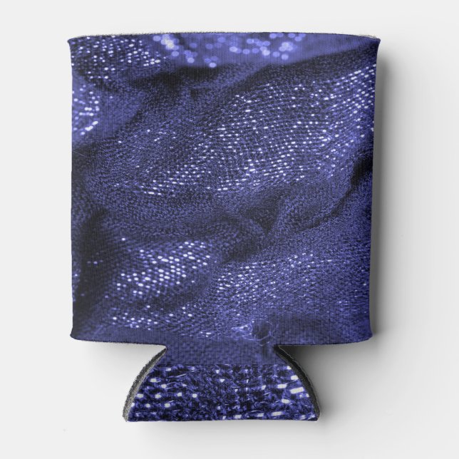 Dunkelblaue Stoffe: Dekorative Textur. Dosenkühler (Vorderseite)