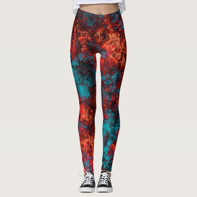 Dunkelblaue Textur aus Wildledergranit Leggings (Vorderseite)