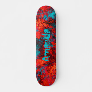 Dunkelblaue Textur aus Wildledermarmor rot Skateboard