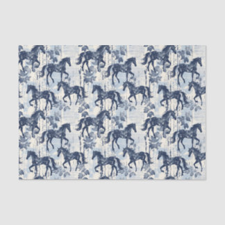 Dunkelblaue Toile-Pferde nahtlos Seidenpapier