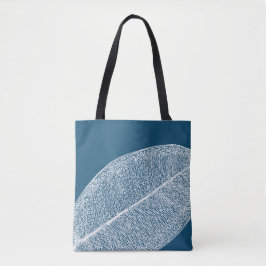 Dunkelblaue Tote-Tasche aus weißem Leaf-Grid-Illus