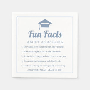 Dunkelblaue Typografie Fun Facts Graduierung Serviette