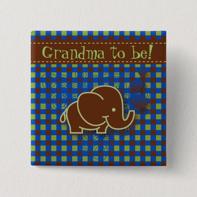 Dunkelblaue und des Brown-Baby-Elefant-| Button (Vorderseite)