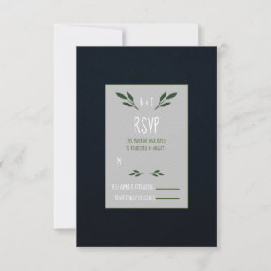 Dunkelblaue und grüne Blätter Grünpflanzen Rustika RSVP Karte