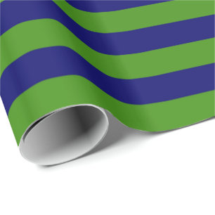 Dunkelblaue und grüne Streifen Geschenkpapier