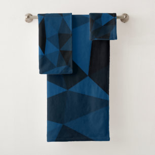 Dunkelblaue und schwarze geometrische Netzstruktur Badhandtuch Set