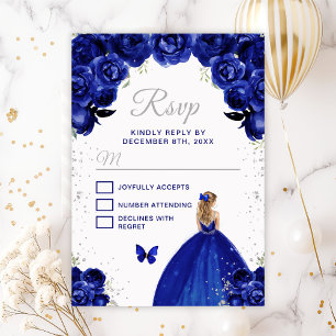 Dunkelblaue und silberblonde Haarprinzessin RSVP Karte
