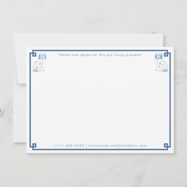 Dunkelblaue und weiße China Staffordshire Hunde Mitteilungskarte (Vorderseite)