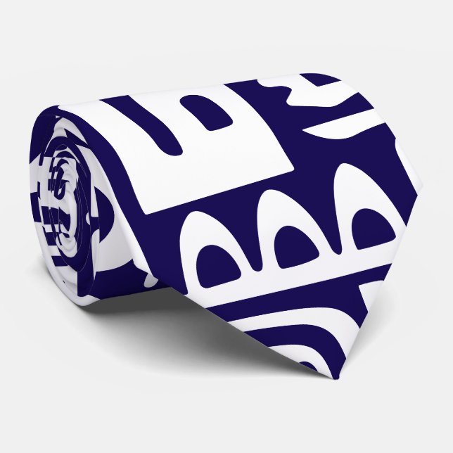 dunkelblaue und weiße Doodles mit 7 Krawatte (Gerollt)