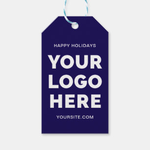 Dunkelblaue und weiße Firmenlogos Happy Holidays Geschenkanhänger