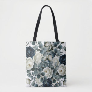 Dunkelblaue und weiße moderne florale Grünzeug-Hoc