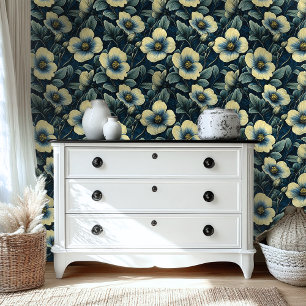 Dunkelblaue Vintage-Blumen-Peel-and-Stick-Tapete Tapete