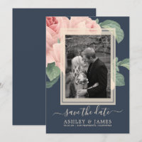 Dunkelblaue Vintage-Rosa-Rosen-Hochzeit - Termin v