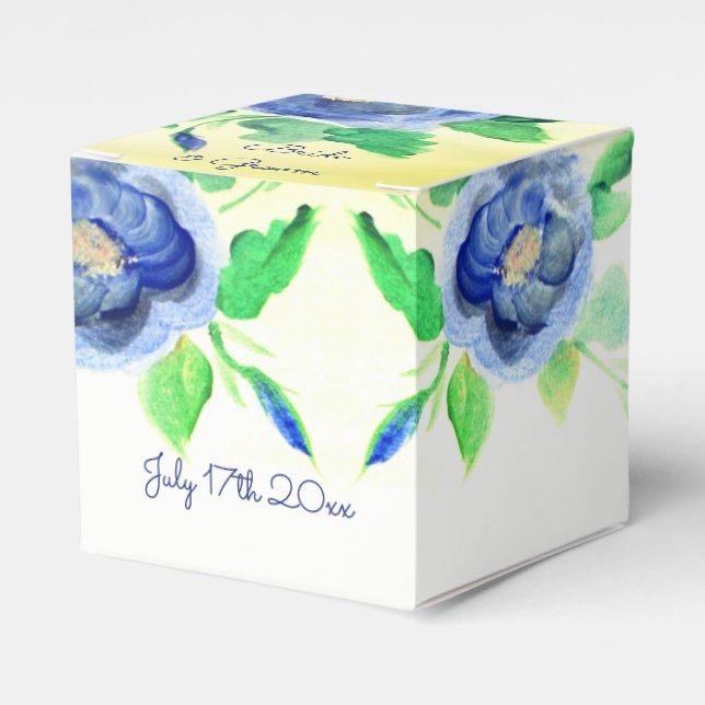 Dunkelblaue Wasserfarbe Rose Geschenkschachtel (Vorderseite)