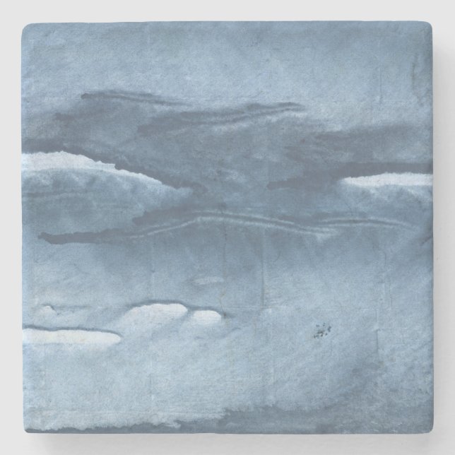 Dunkelblaue Wasserfarbe Steinuntersetzer (Vorderseite)