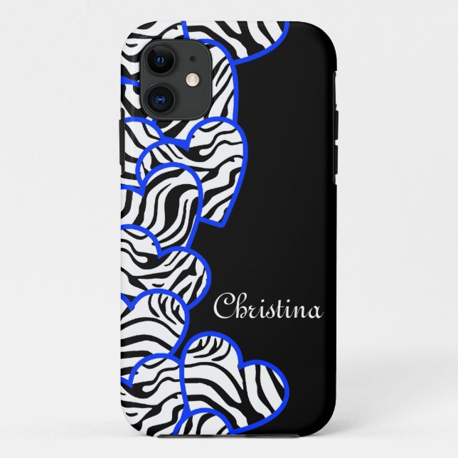 Dunkelblaue Zebraherzen iPhone 5 Fall Case-Mate iPhone Hülle (Rückseite)