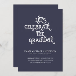 Dunkelblauer Abschluss rustikaler Typ Einladung