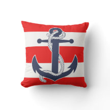 Dunkelblauer Anker Chic Nautical Red Stripes Muste