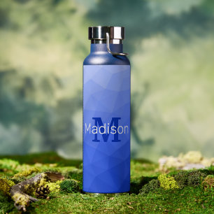 Dunkelblauer Farbverlauf Geometrisches Mesh-Muster Trinkflasche