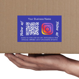 Dunkelblauer Firmenname qr Code Instagram Rechteckiger Aufkleber