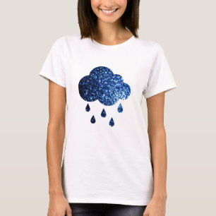 Dunkelblauer Glitzer Glitzern funkelnd Regenwolke T-Shirt