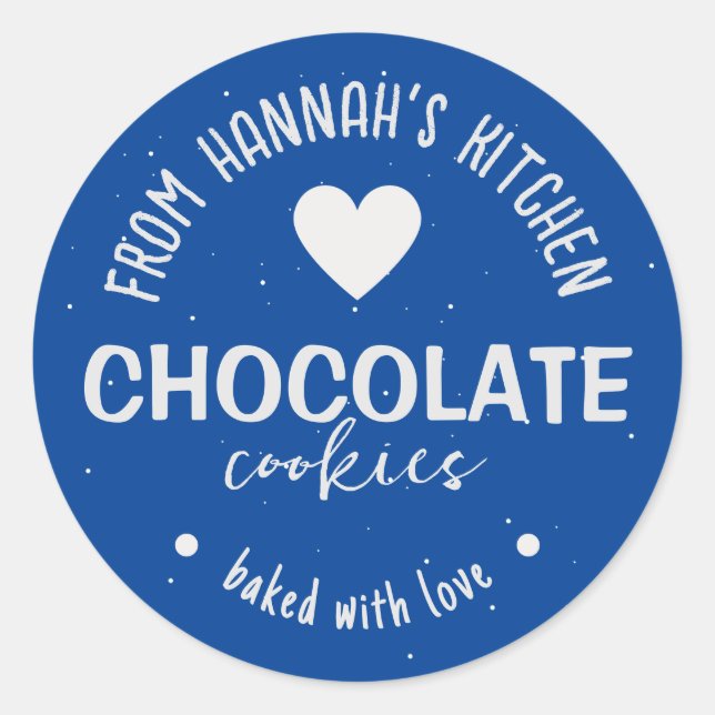 Dunkelblauer Glitzer Hintergrund gebacken mit Lieb Runder Aufkleber (Vorderseite)