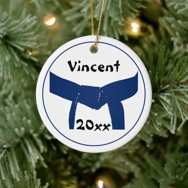 Dunkelblauer Gürtel für Kampfkunst Keramikornament (Baum)