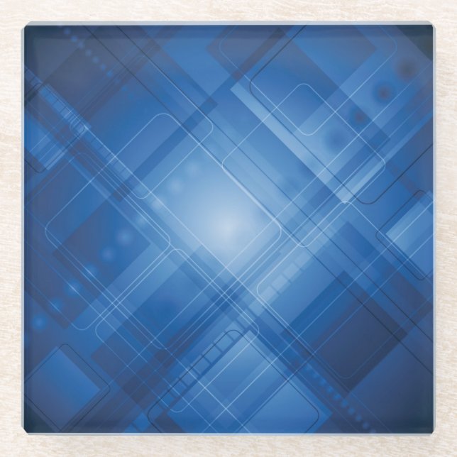 Dunkelblauer High-Techer Hintergrund Glasuntersetzer (Vorderseite)