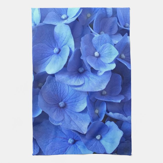 Dunkelblauer Hydrangeas Geschirrtuch (Vertikal)