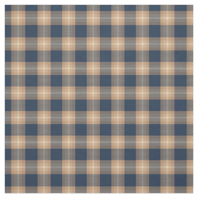 Dunkelblauer Kaffee Tan Brown Tartan Squares Muste Stoff (Muster)