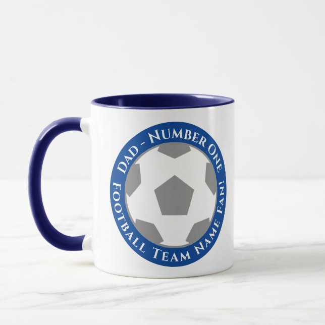 Dunkelblauer Klassiker-Fußball-Vater-Mug Tasse (Links)