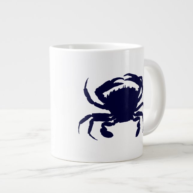 Dunkelblauer Krebs 2 Jumbo-Tasse (Vorderseite Rechts)