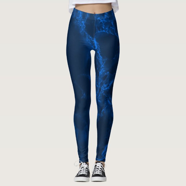 Dunkelblauer Marmor Leggings (Vorderseite)