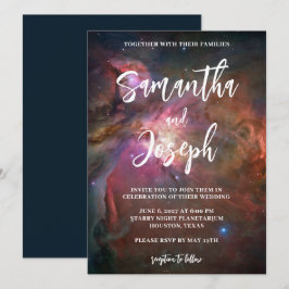 Dunkelblauer Rosa Orion Nebula Planetarium Hochzei Einladung