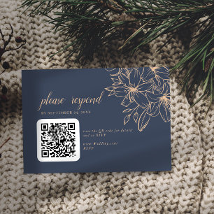 Dunkelblauer Soft Wedding QR Code Begleitkarte