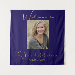 Dunkelblauer Sonnenblumen Foto Brautparty Wandteppich