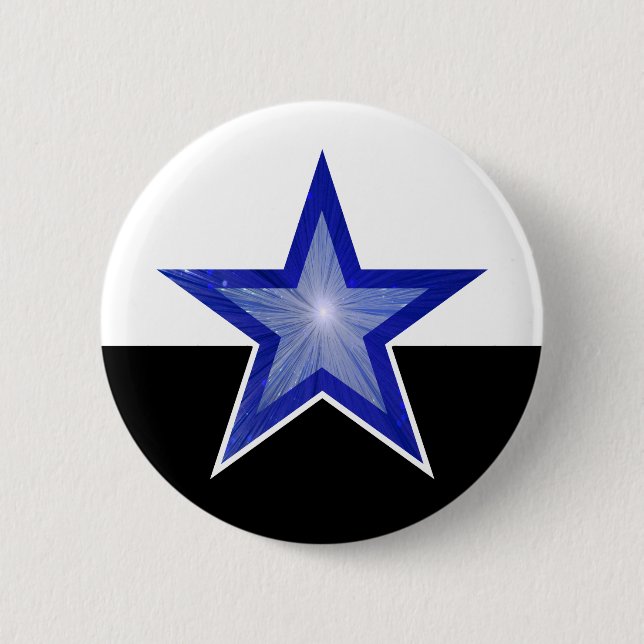 Dunkelblauer Star-Button weiß schwarz Button (Vorderseite)