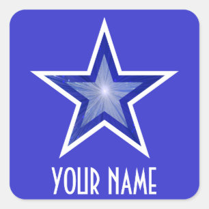 Dunkelblauer Star "Dein Name" viereckiger Aufklebe Quadratischer Aufkleber