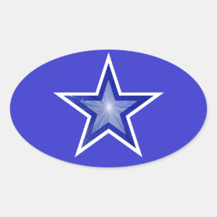 Dunkelblauer Star-Oval-Aufkleber blau Ovaler Aufkleber