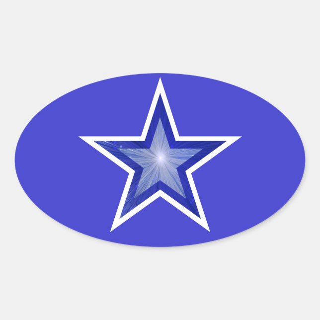 Dunkelblauer Star-Oval-Aufkleber blau Ovaler Aufkleber (Vorderseite)