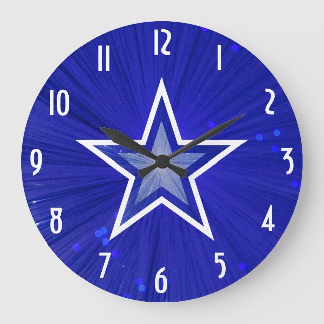 Dunkelblauer Star "Zahlen" rund um die Uhr (Vorderseite)