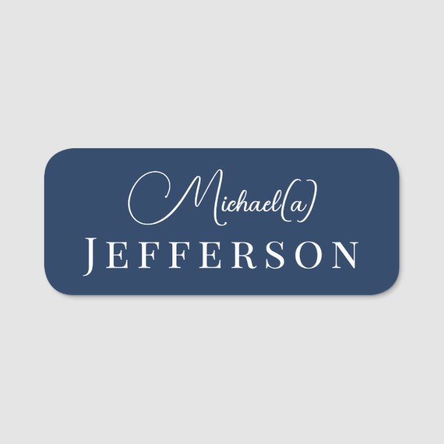 Dunkelblauer Trend Farbe: Modernes Berufliches Namensschild (Vorderseite)