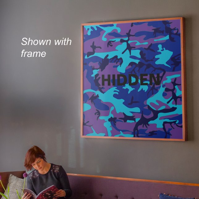 Dunkelblauer und Lila Camouflage versteckter Zitat Poster (Dark Blue & Purple Camouflage Hidden Quote Poster)