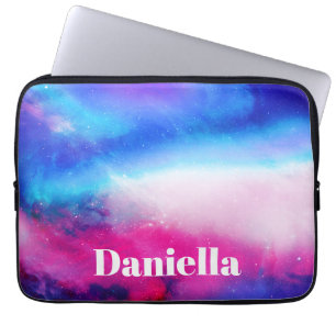 Dunkelblauer und rosa Holografischer Himmel mit In Laptopschutzhülle