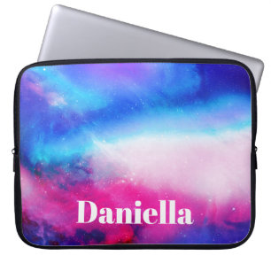Dunkelblauer und rosa Holografischer Himmel mit In Laptopschutzhülle