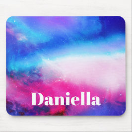 Dunkelblauer und rosa Holografischer Himmel mit In Mousepad